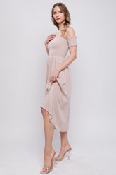 Flowy Off The Shoulder Slit Midi Dress SALE
